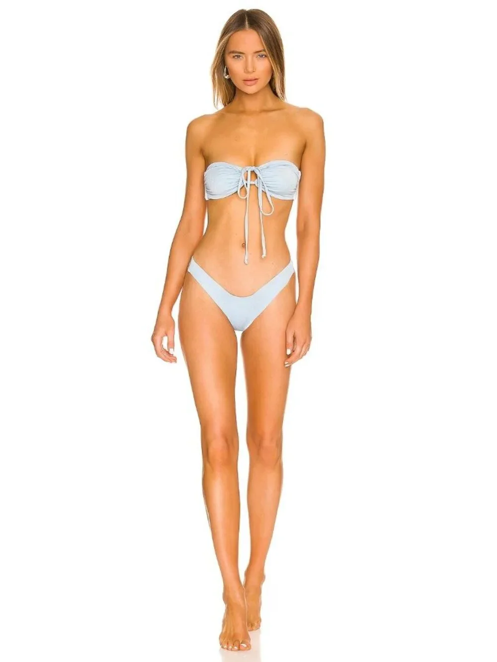 L*Space Reversible Dawn Bandeau Top in Sky Blue XLarge New Womens Swimsuit
